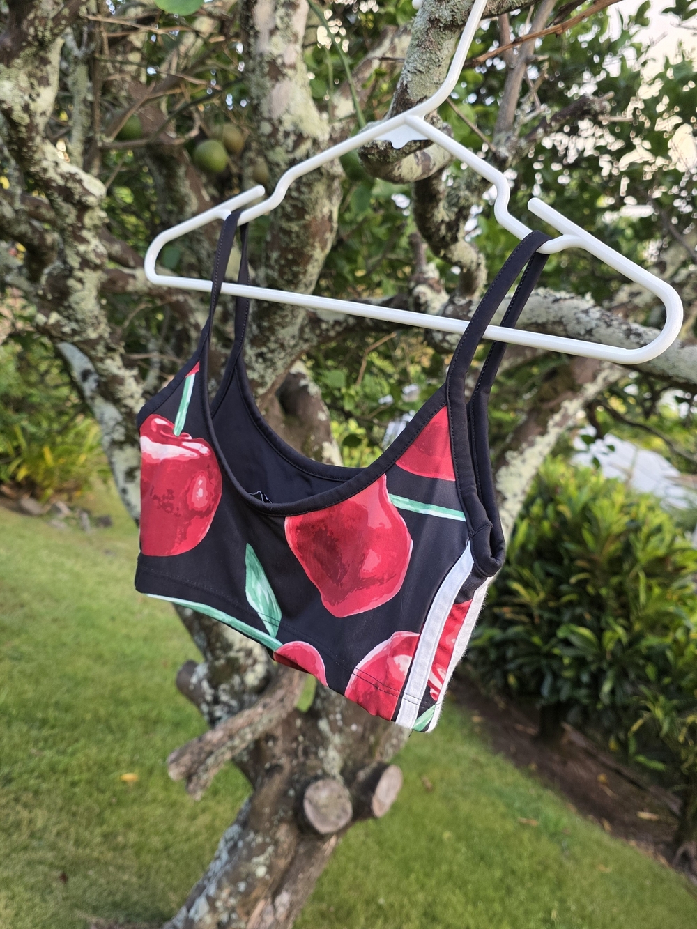 Adidas Cherry Print Crop Top - Black & Red - Picture 9 of 9